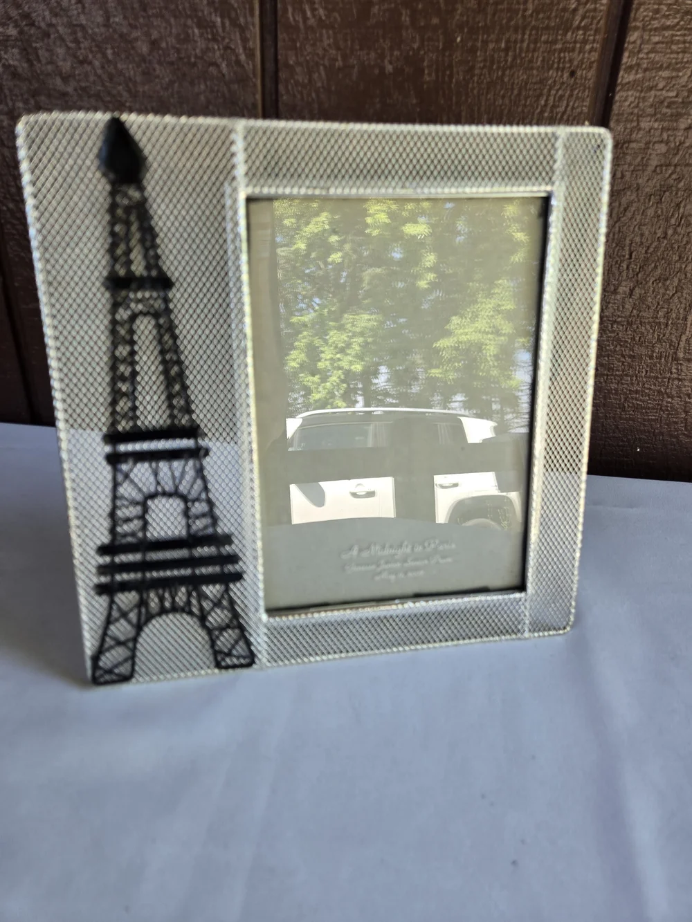 Silver Eiffel Tower Accent Photo Frame